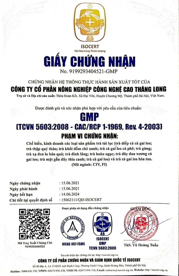 Chứng nhận hệ thống thực hành sản xuất tốt