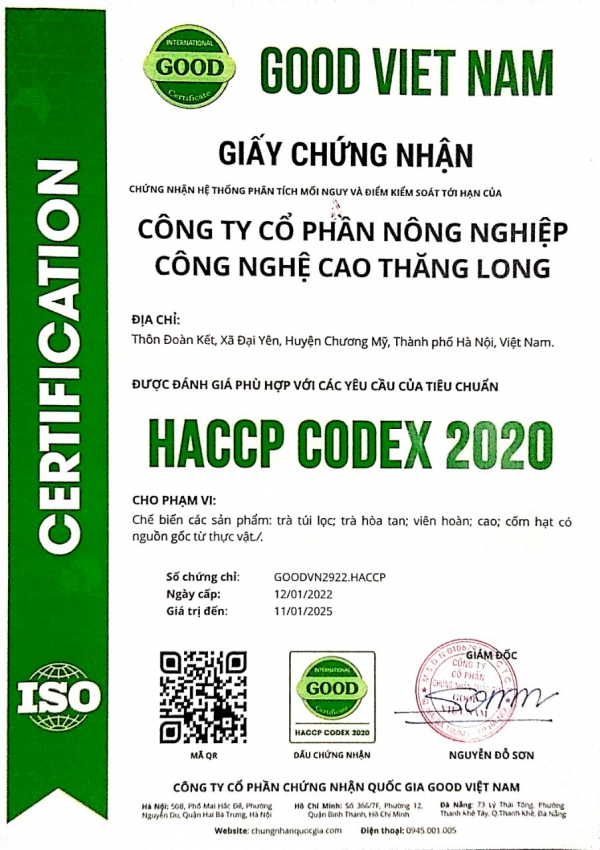 Chứng nhận HACCP CODEX 2020